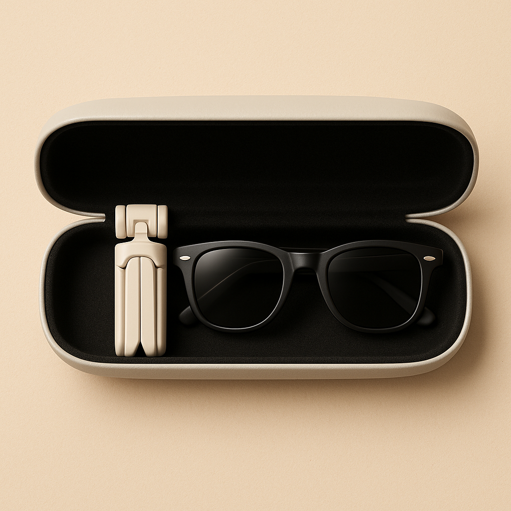 Folded into a glasses case